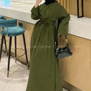 فستان محجبات برباط - كاكي